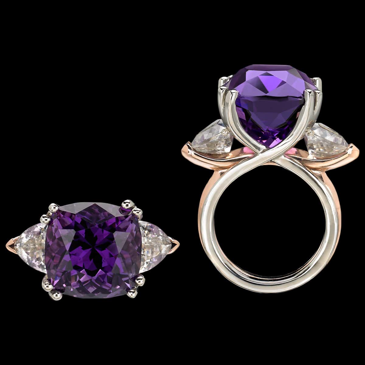 Amethyst, Zircon & Gold Ring | Allegre