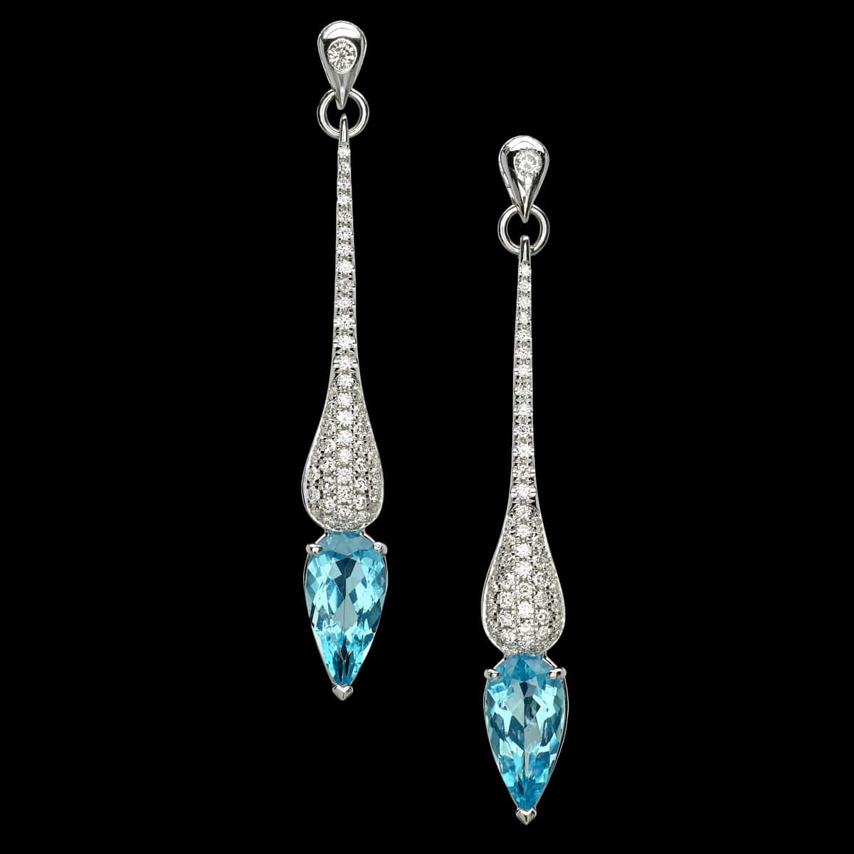 Blue Apatite Earrings | Dripping Diamonds | Designer Jewelry