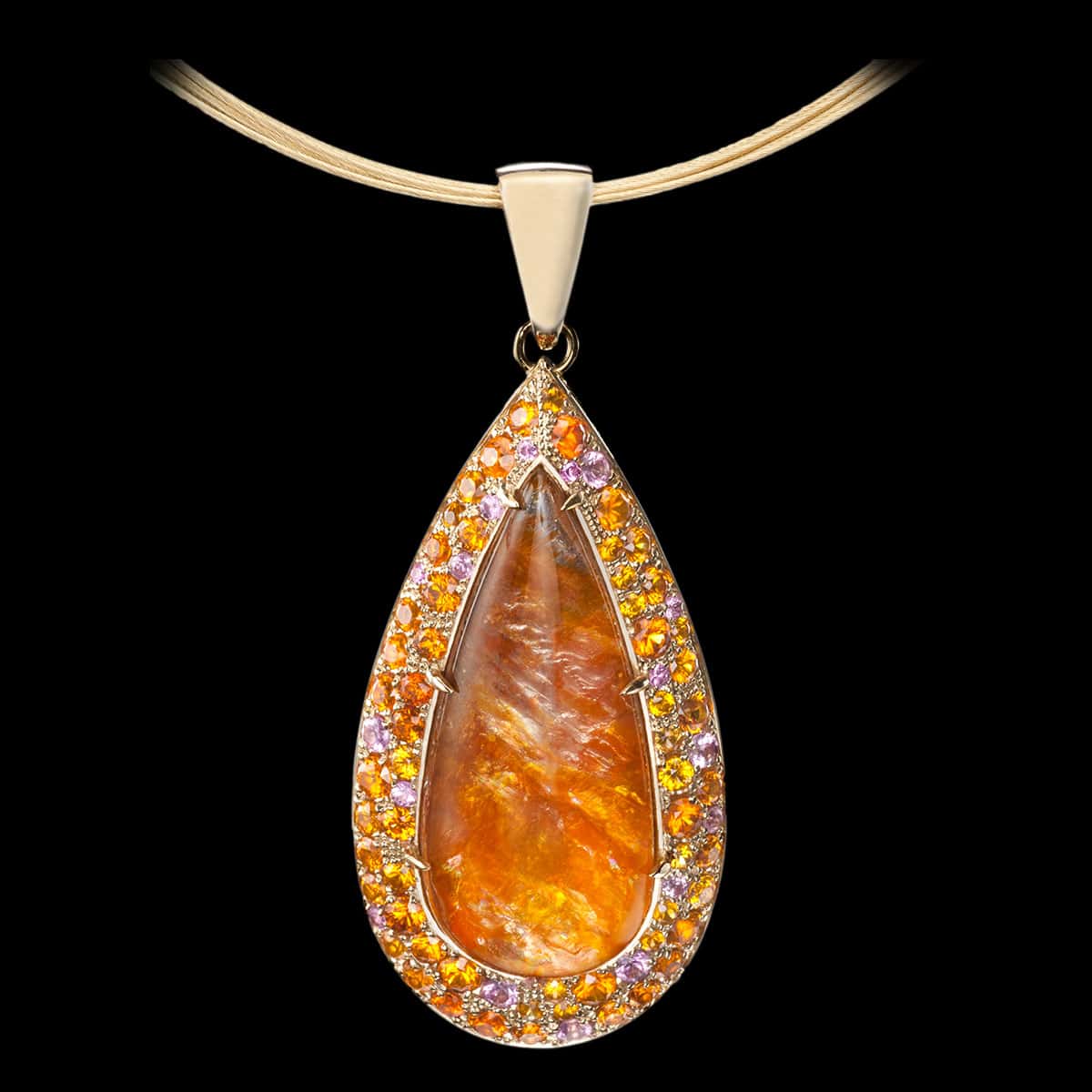rare gemstone jewelry lotus pendant
