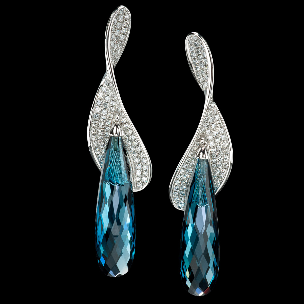 Vortice blue topaz earrings
