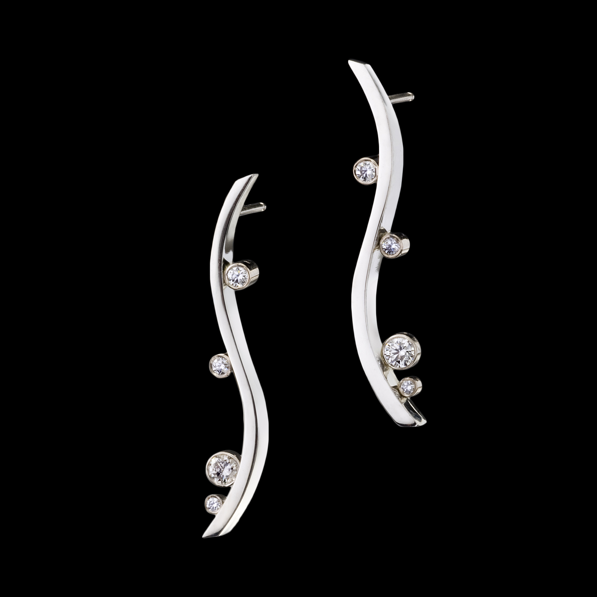 Waltz Diamond Earrings in White Gold