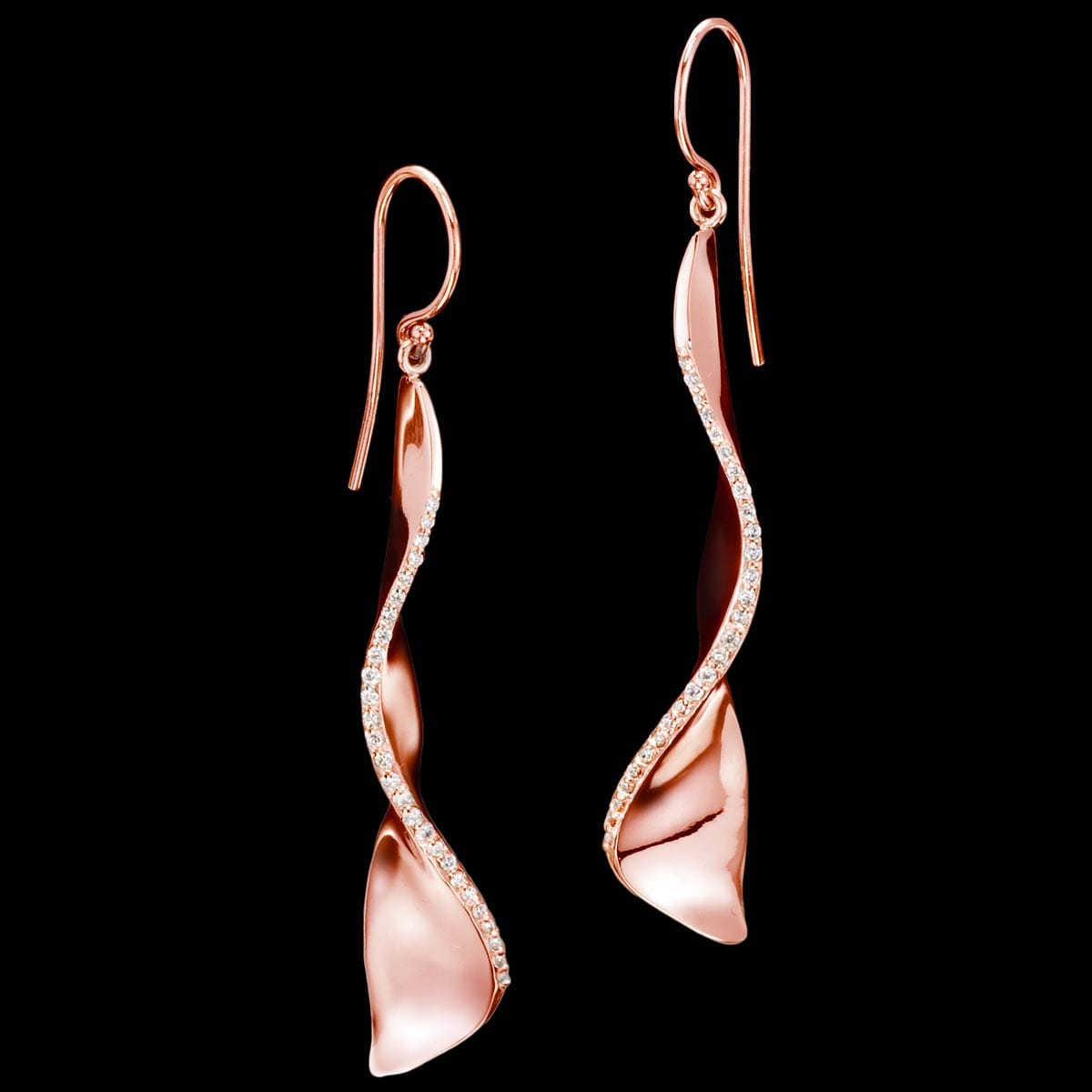 Diamond & Rose Gold Earrings | Covet