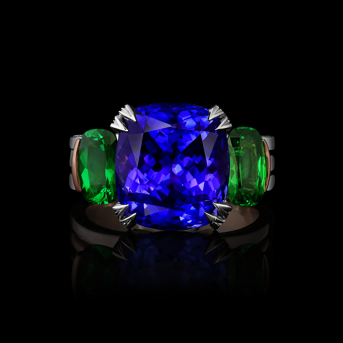 Tanzanite, Garnet, Diamond & Gold Ring | Allegre