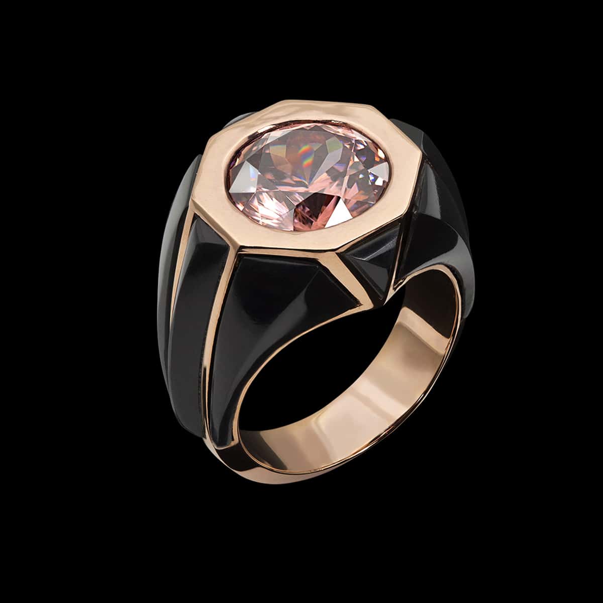 Zircon, Jade & Rose Gold Ring | Titan
