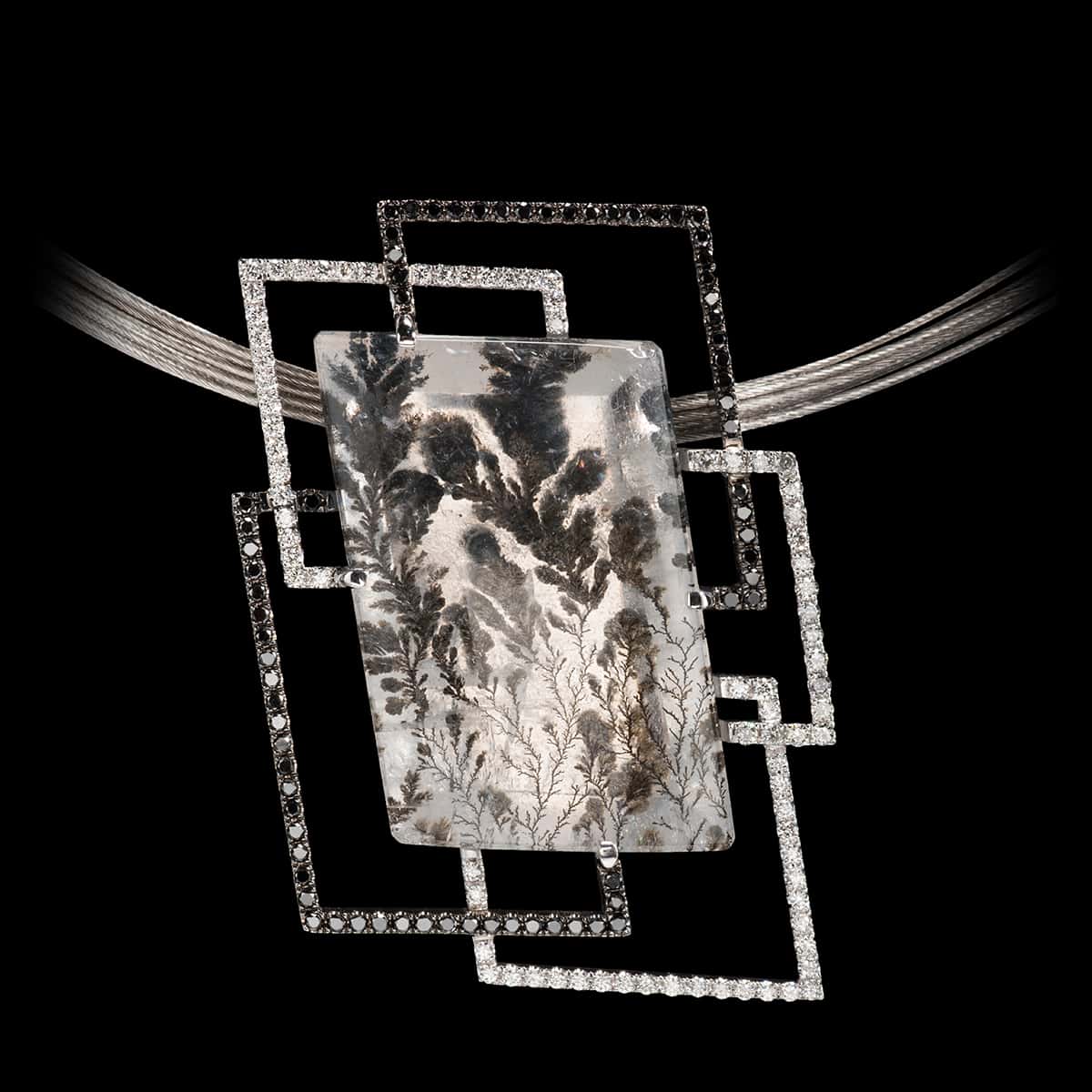 rare gemstone jewelry winter garden dendritic quartz pendant