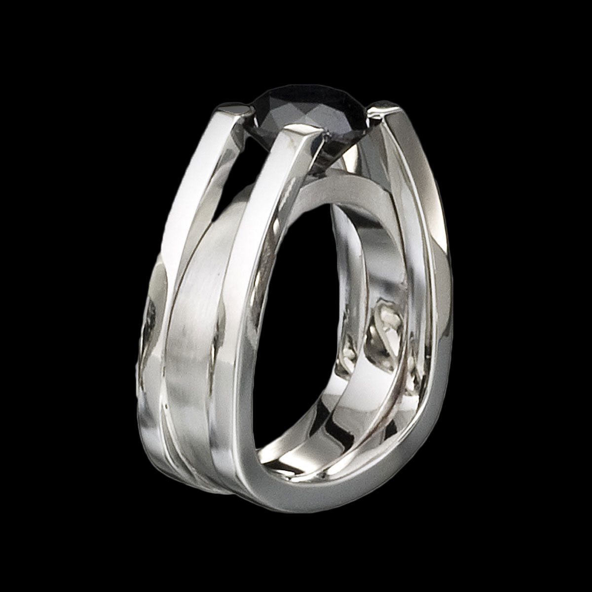 Black Diamond & White Gold Ring | Forte