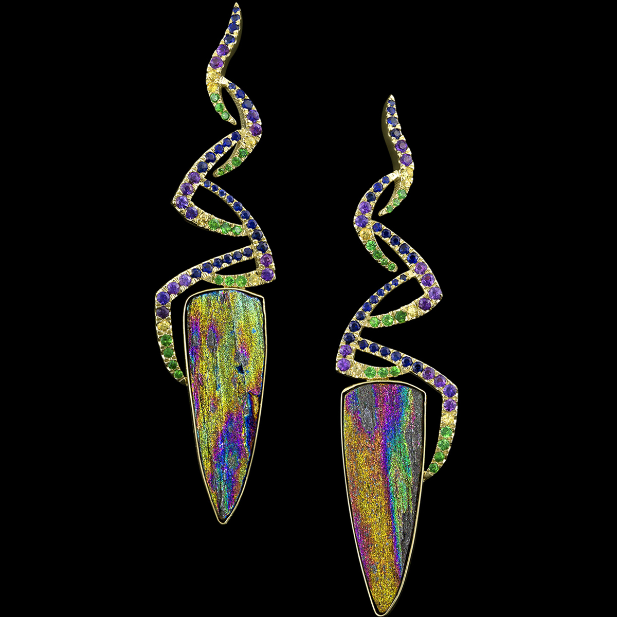 Rare gemstone jewelry sapphire jewelry Spectre Earrings