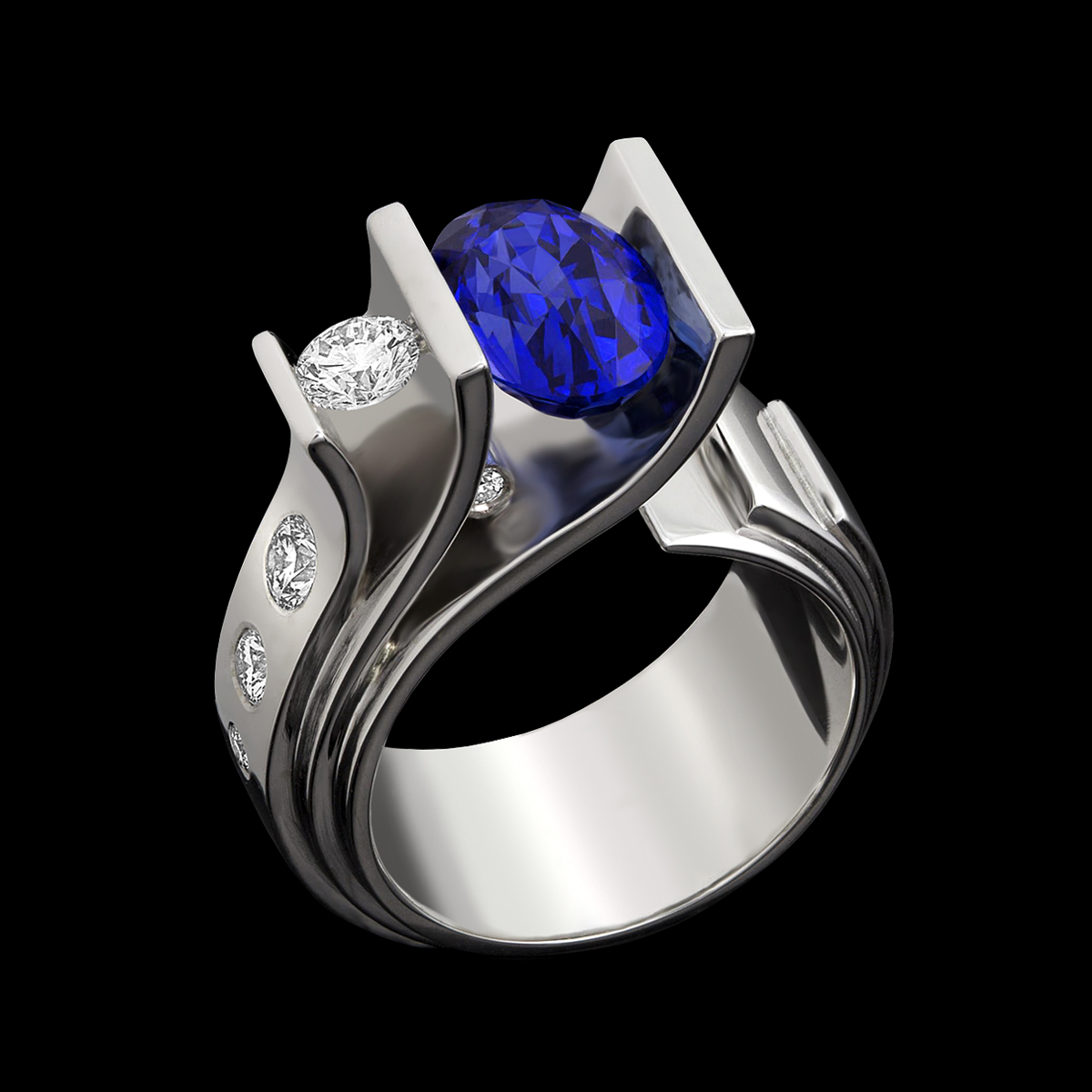 Blue Sapphire Ring | Fiore Grande | Designer Jewelry by Adam Neeley