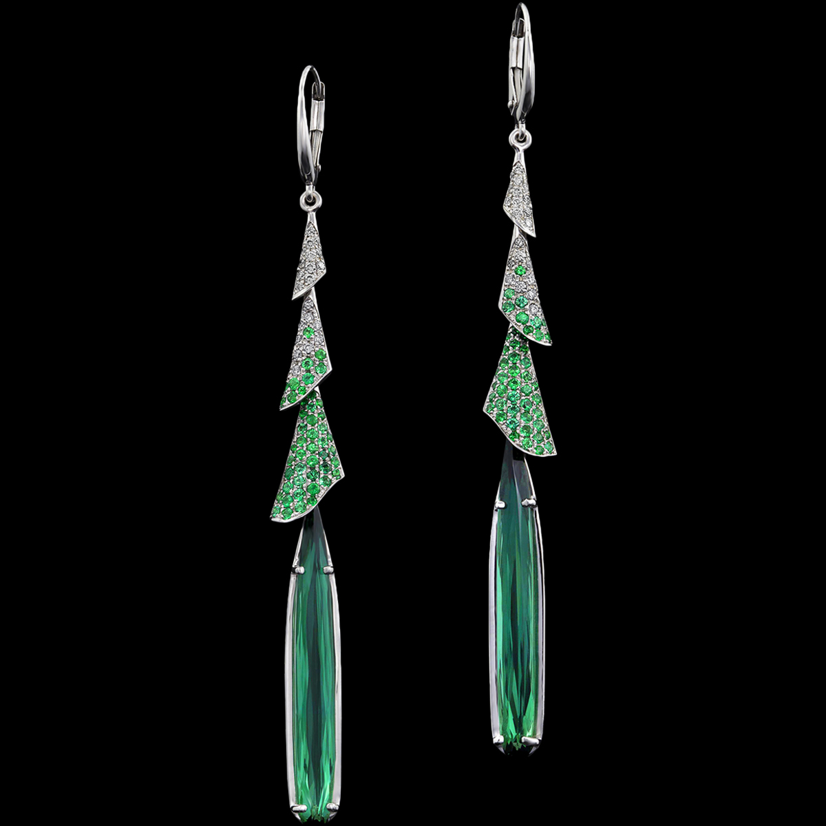 Tourmaline Night Lily Earrings