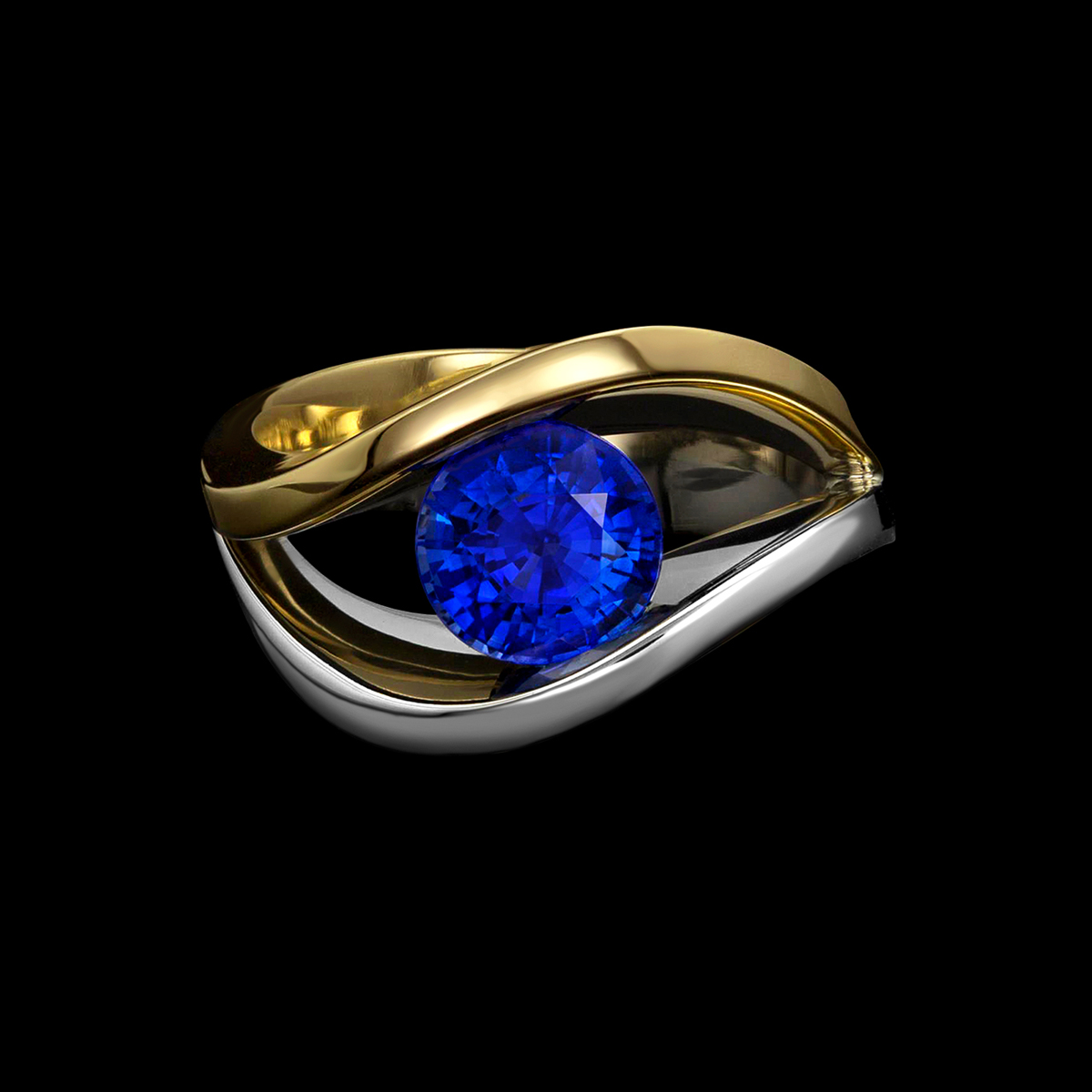 Blue Sapphire two-tone gold ring Covet Duo