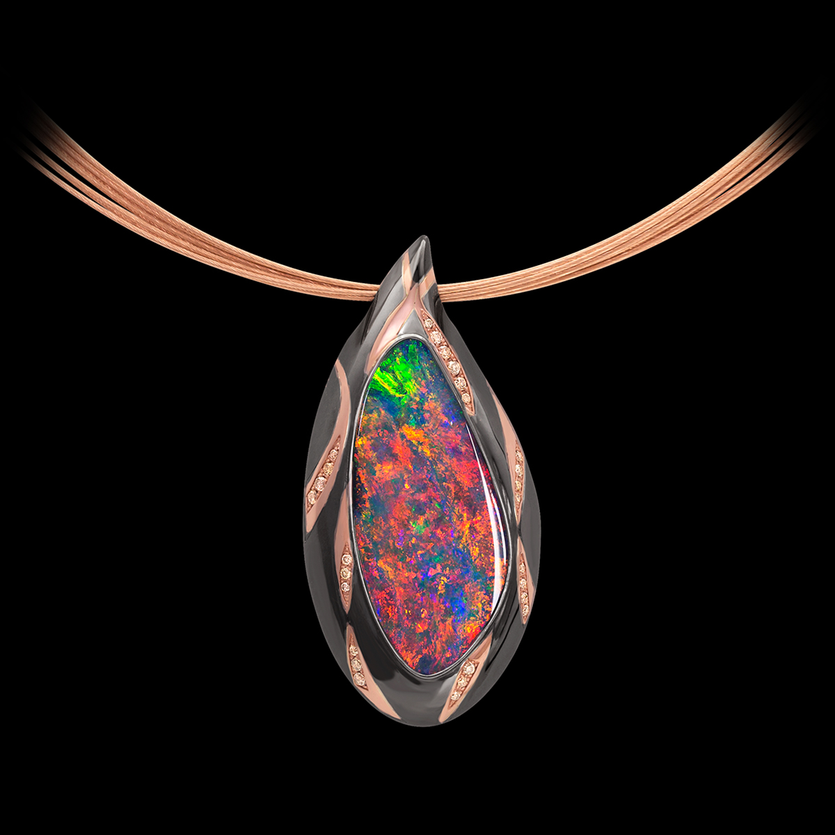 Opal, Diamond & RevaGold™ Pendant | Uluwatu's Fire