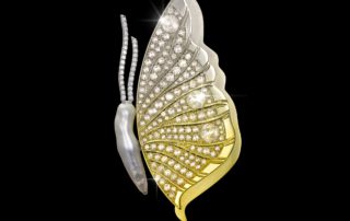 Diamond Brooch with SpectraGold Papilio