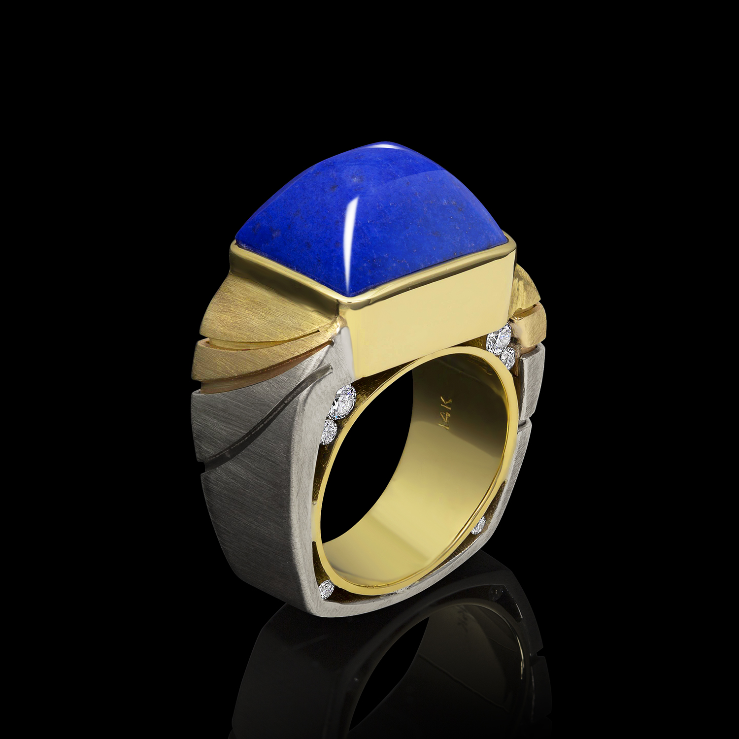 Celeste Lapis and Diamond Ring