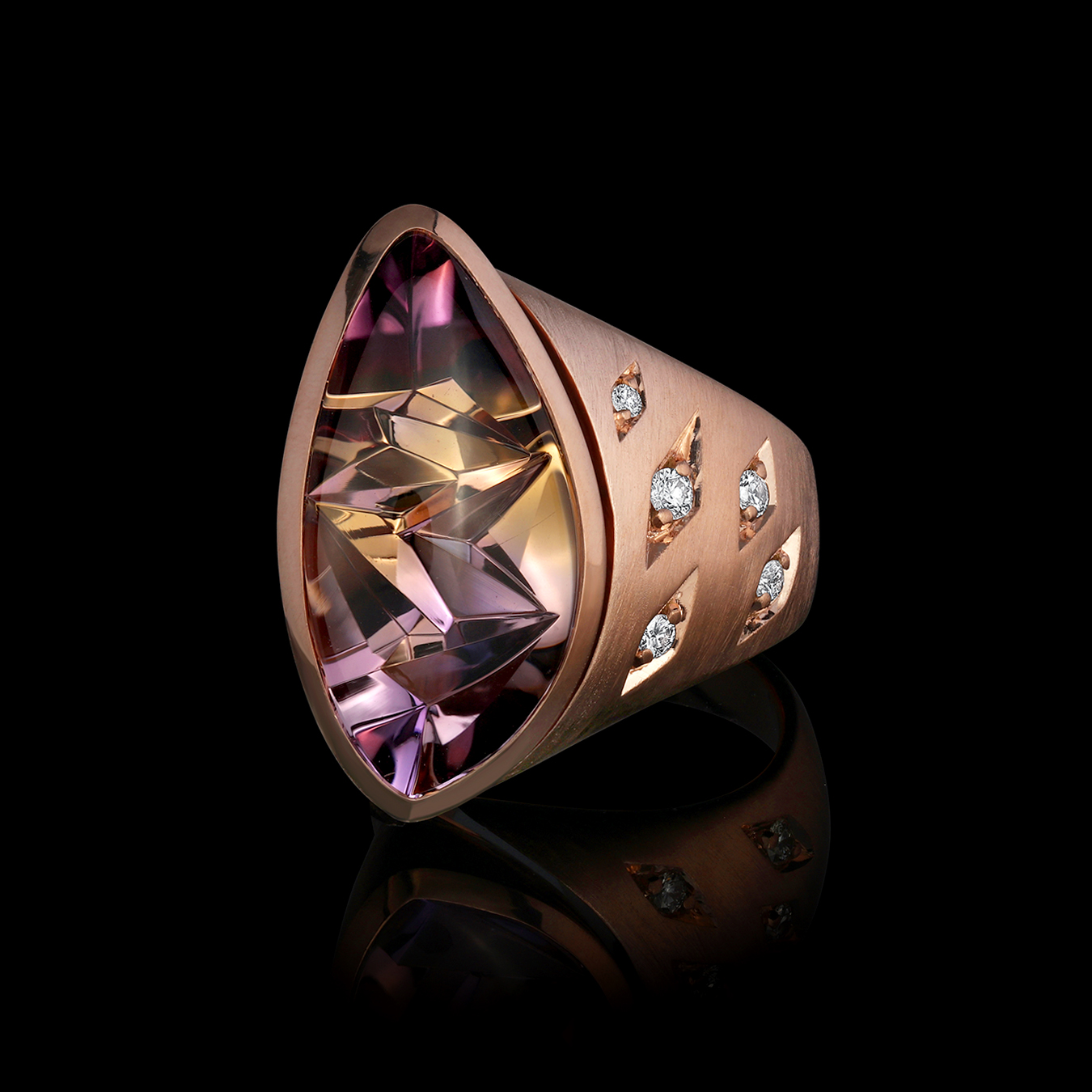 Ametrine, Diamond & AlbaGold™ Ring | Tramonto