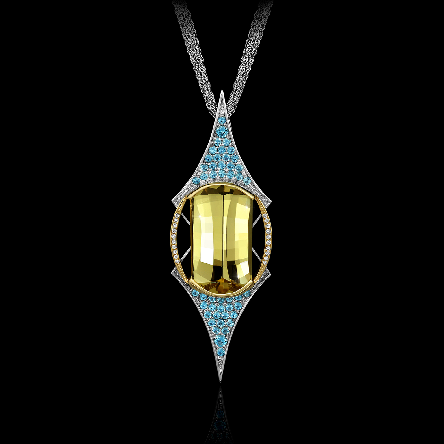 Heliodor, Aquamarine & Diamond Pendant | Verano