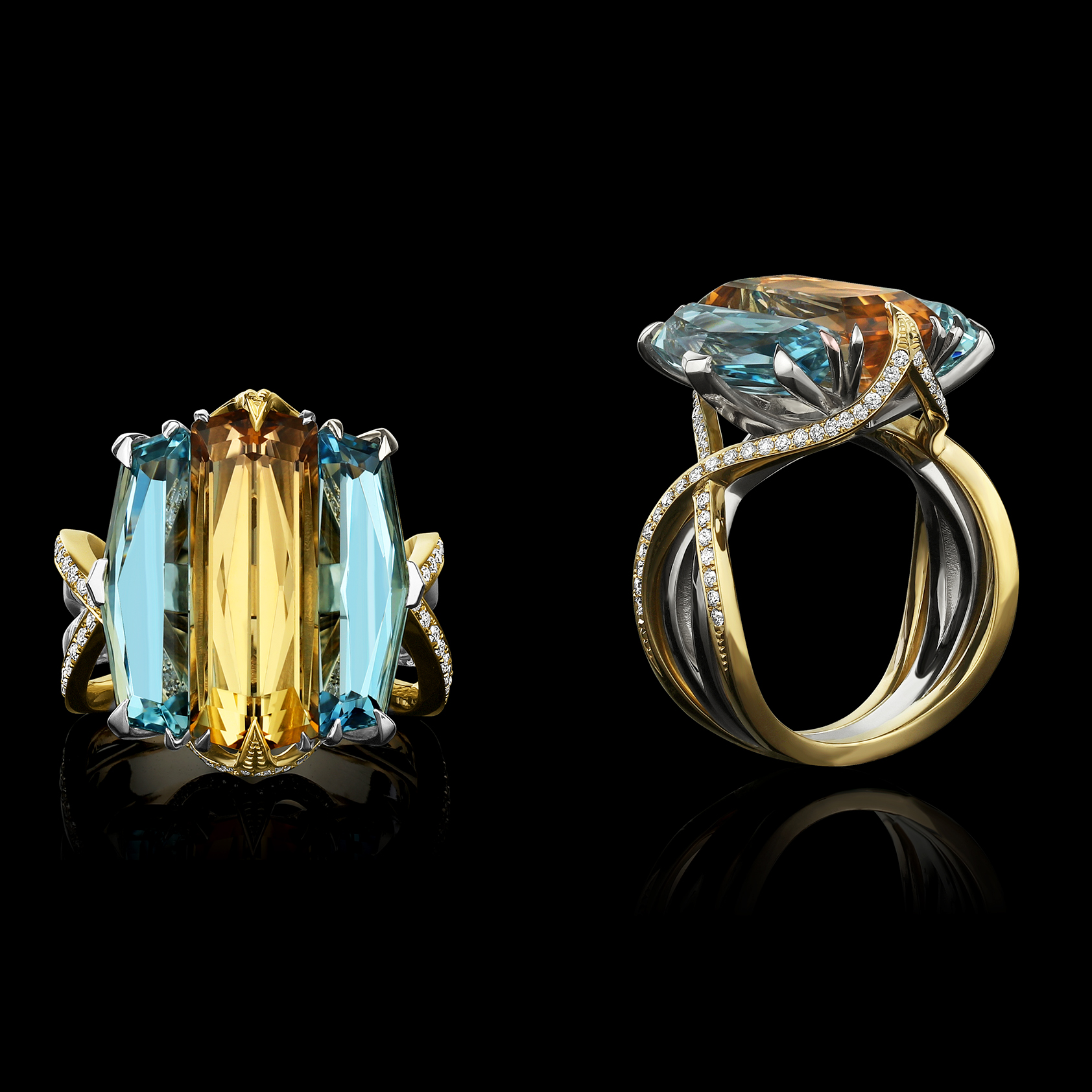 Tourmaline, Aquamarine & Diamond Ring | Verano