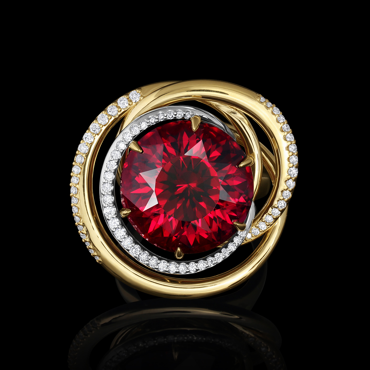 Garnet, Diamond & Gold Ring | Tourbillon