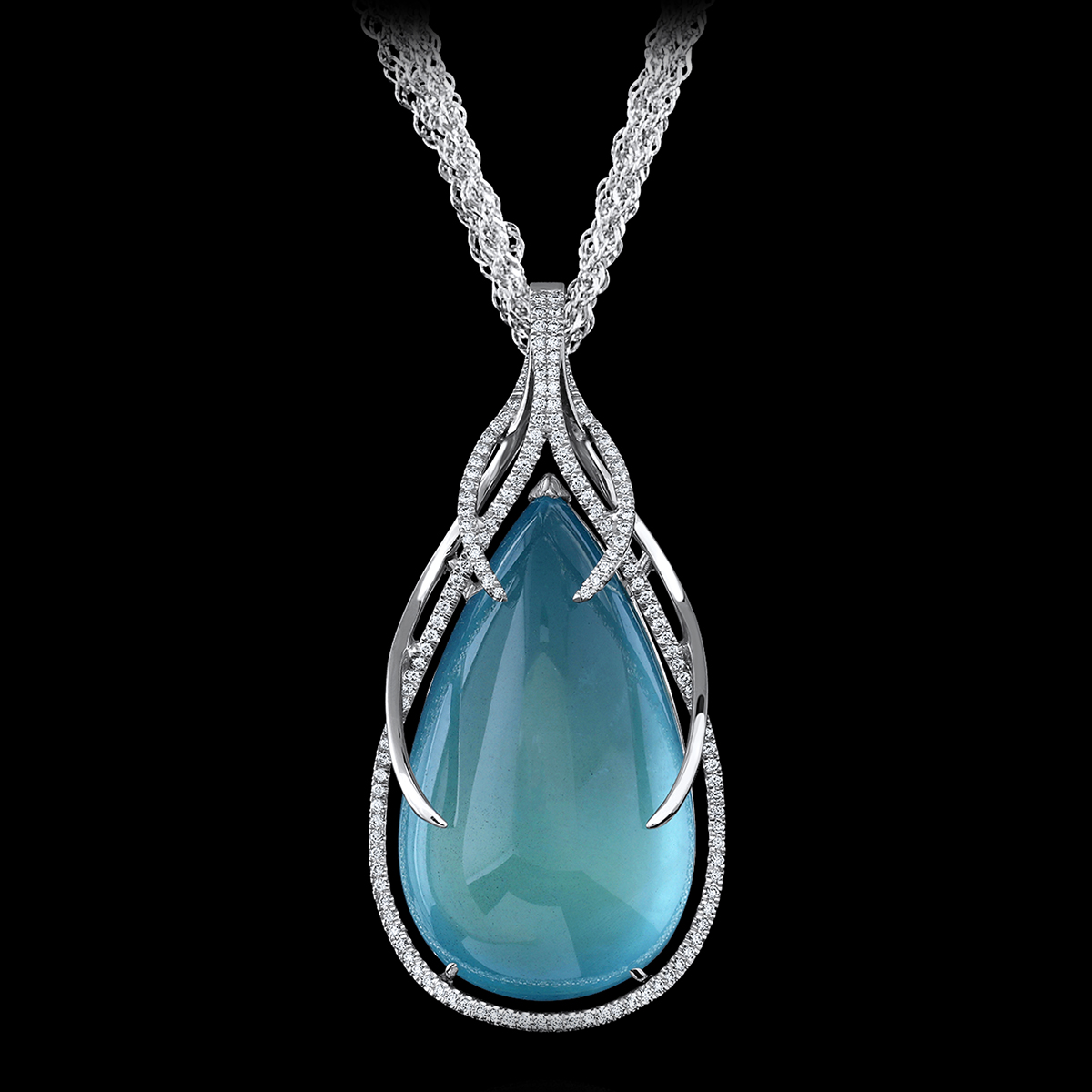 Aquamarine, Diamond & Gold Pendant | Cascata