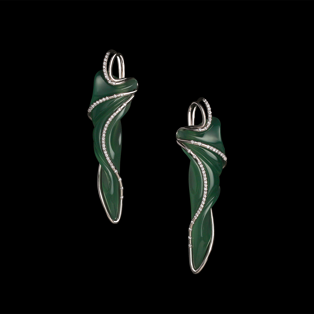 Chalcedony, Diamond & White Gold Earrings | Ivy