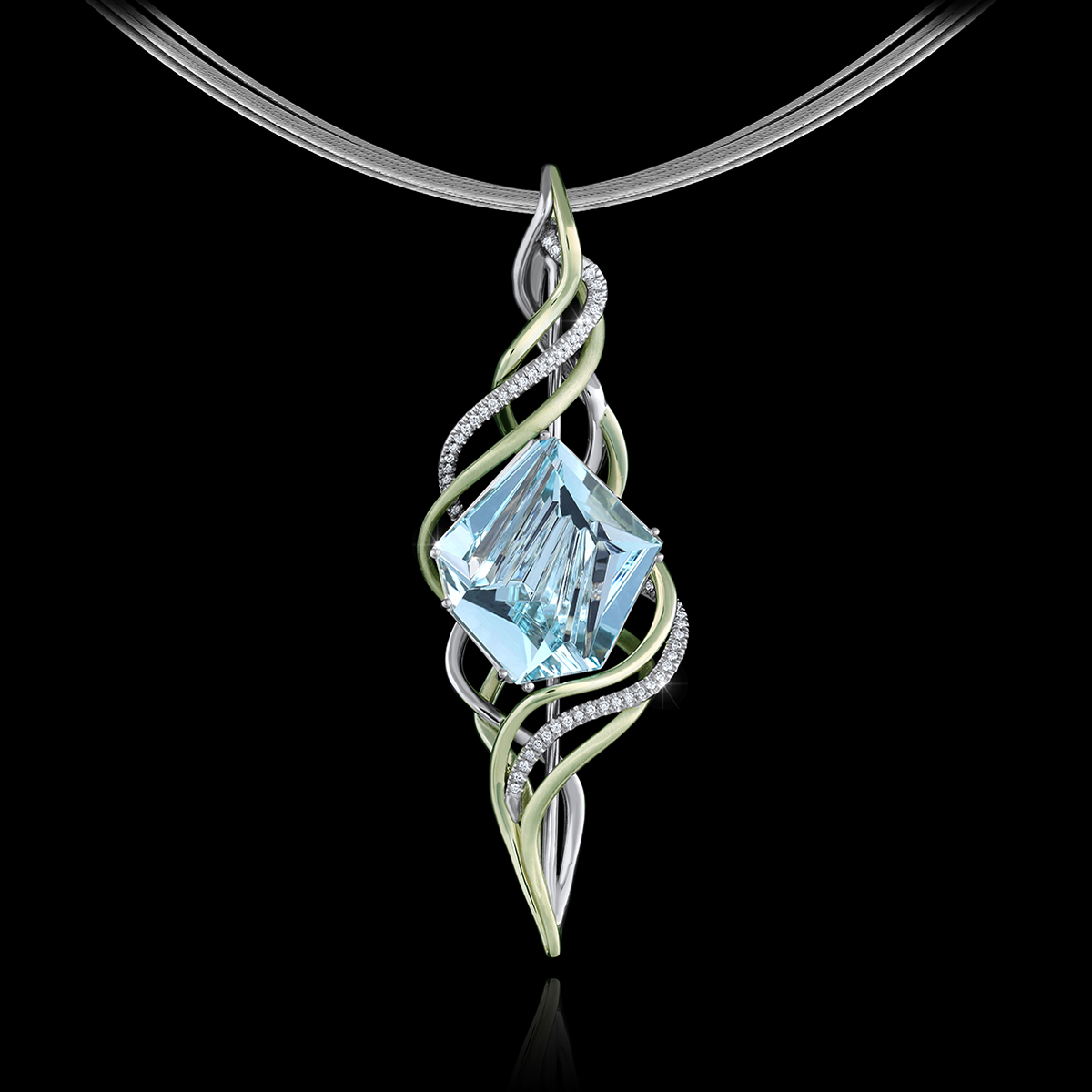 Aquatique Aquamarine Pendant | VeraGold™, White Gold & Diamonds