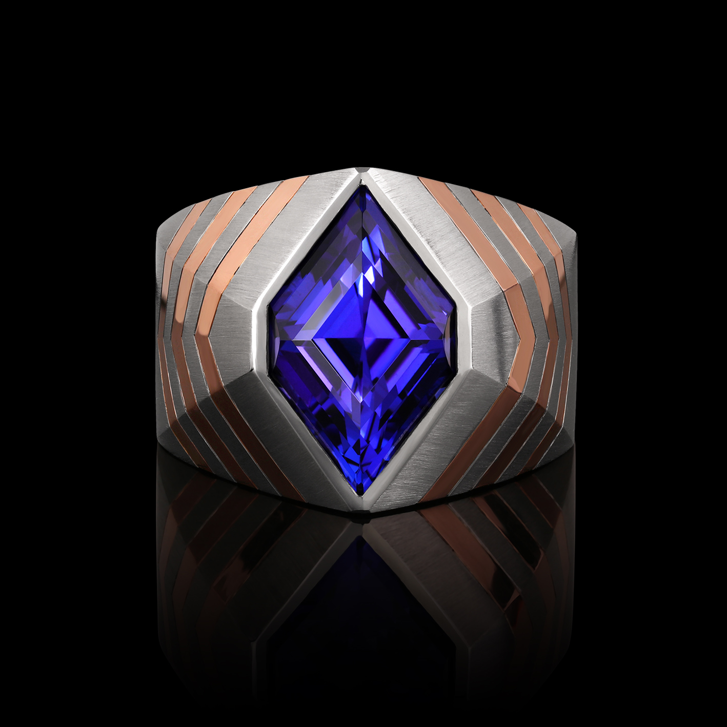 Tanzanite, Platinum, RevaGold™ & Diamond Ring | Pharaoh