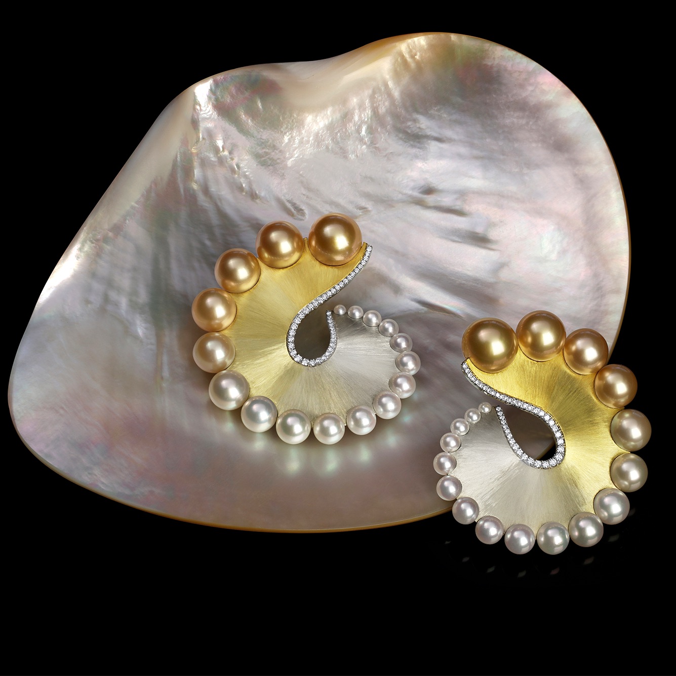 Pearls, Diamond & SpectraGold™ Earrings | Nautilus