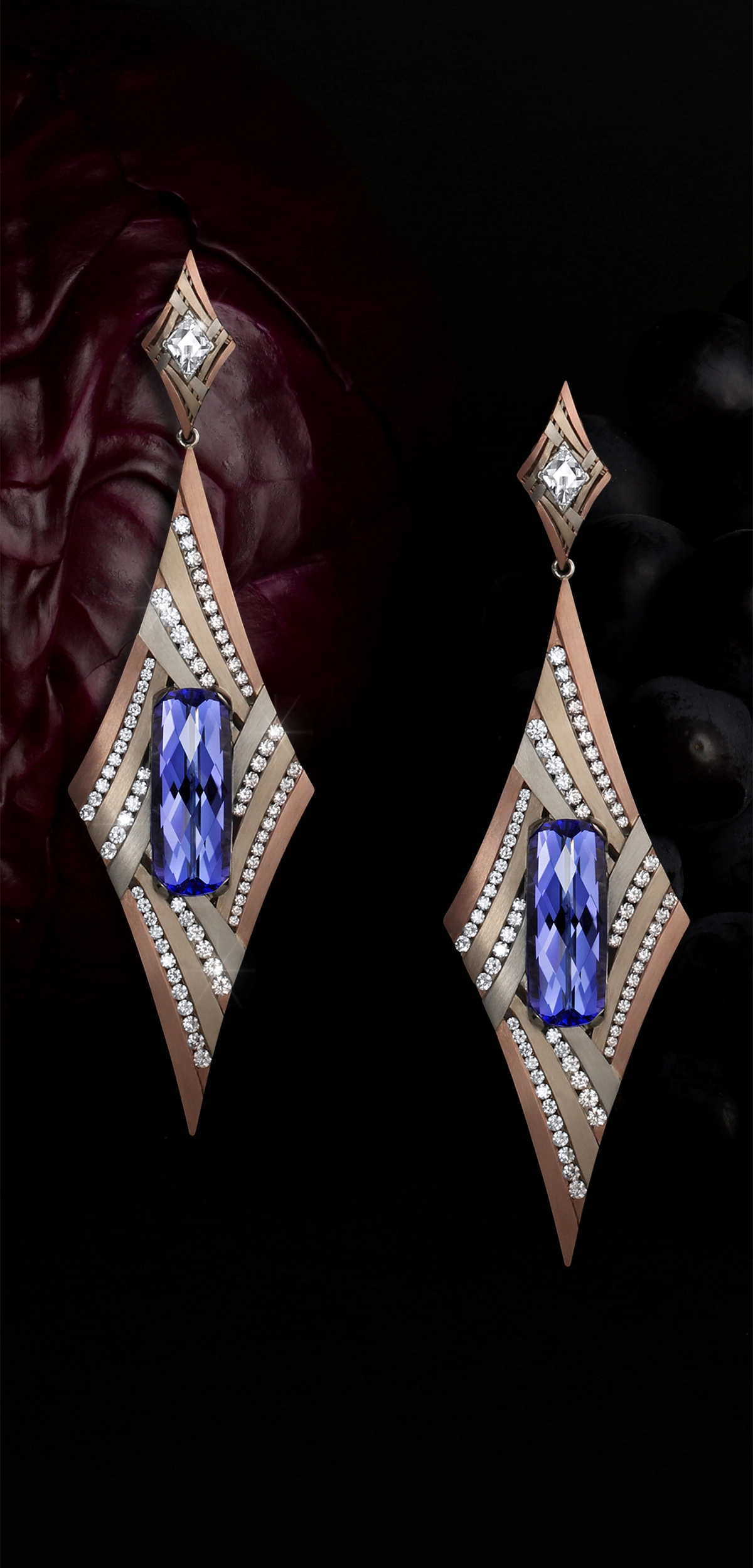 Tanzanite, Diamond, White Gold & RevaGold™ Earrings | Galassia