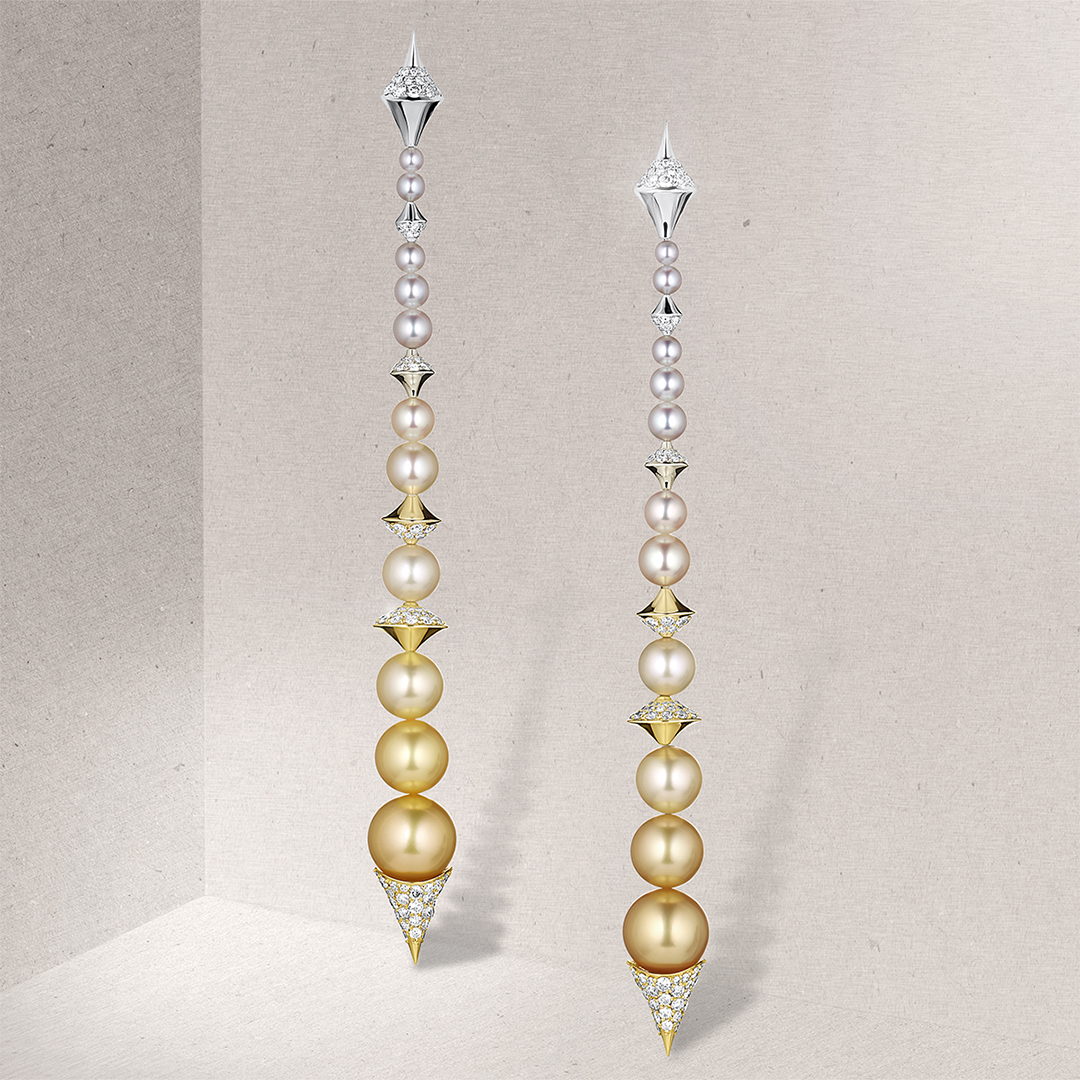Pearl, Diamond, Yellow Gold, White Gold, Earrings | Echo