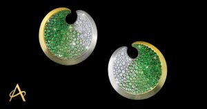 Tsavorite Garnet, Diamond, White White Gold and SpectraGold™ Earrings | Amaris