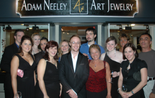 Jewelry designer Adam Neeley celebrating with friends and early supporters at the grand opening of his Laguna Beach gallery in 2006.